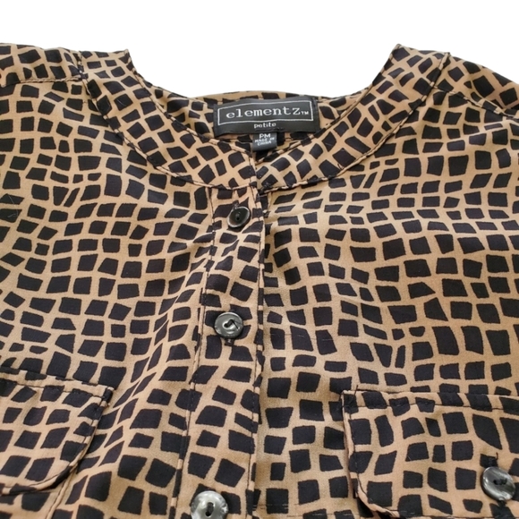 Elementz Button Down Blouse Sz M Petite - Picture 10 of 12